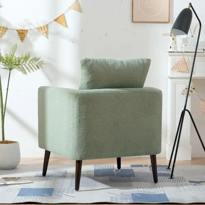 Green 26.77 Upholstered Arm Chair with Solid Wood Legs
