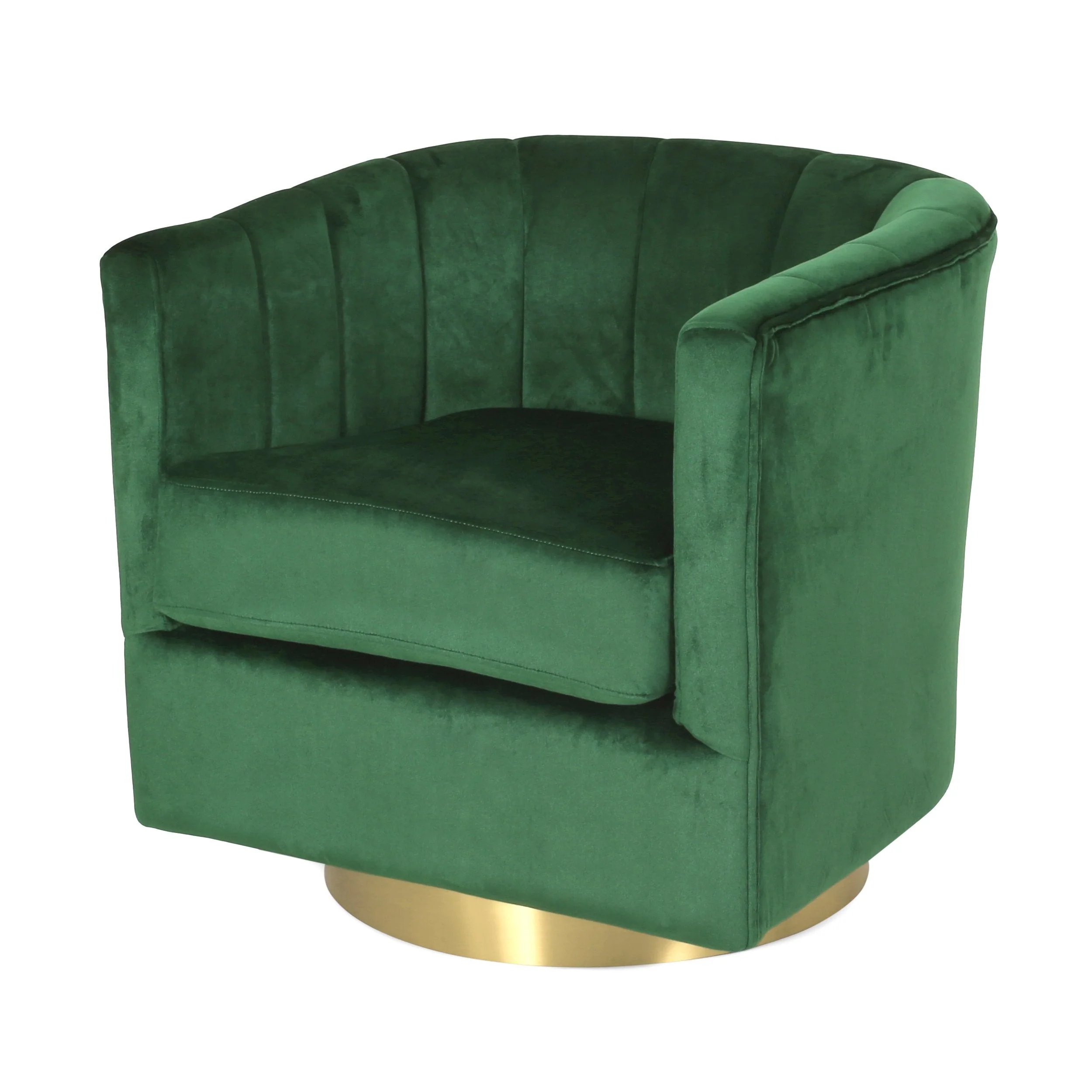 Modern Glam Channel Stitch Velvet Swivel Club Chair - NH728413