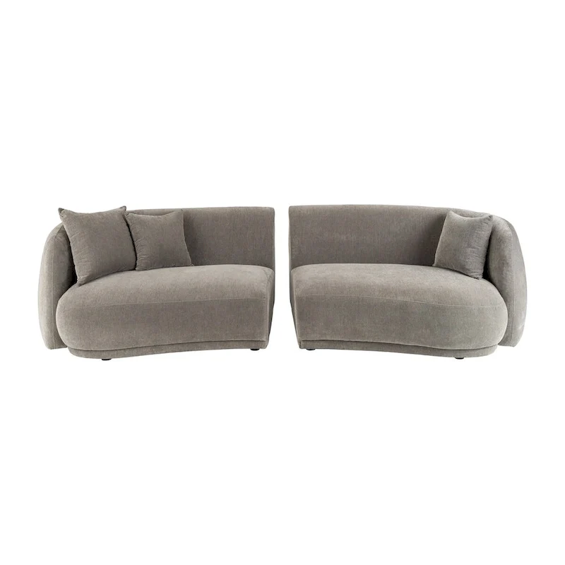 Neutral Modern 4 Seat Rectangle Curved Sofa - 117 x 49 x 31