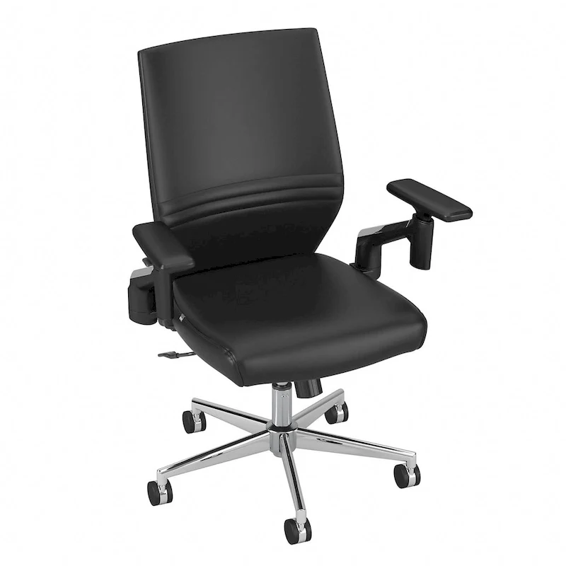 Mid Back Bonded Leather Office Chair with Adjustable Height and Armrests