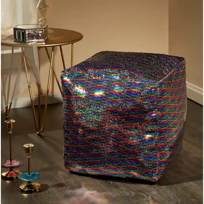 Reversible Sequin Mermaid Pouf