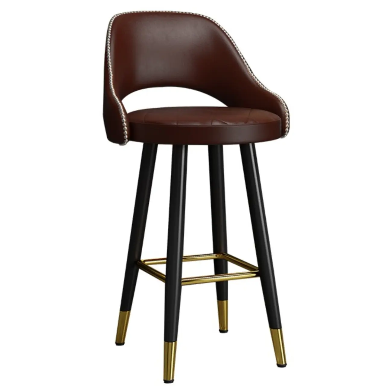Modern Round Leather Curved Back Bar Stools
