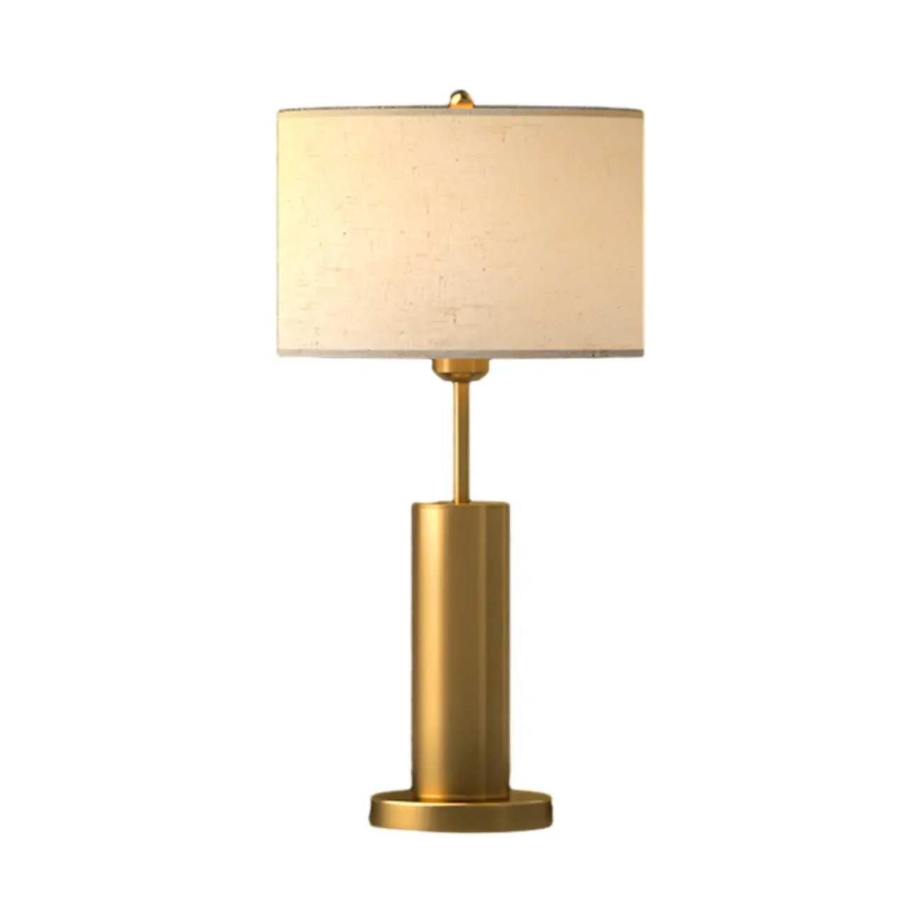 Plug-In Gold Metal Fabric Barrel-Shaped Table Lamp