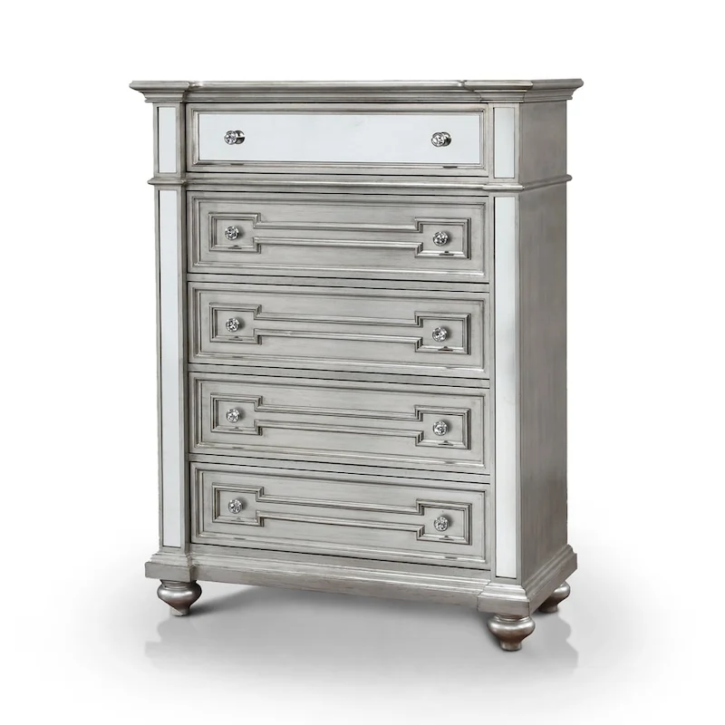 Eaen Glam Champagne Solid Wood 5-Drawer Chest by Furniture of America