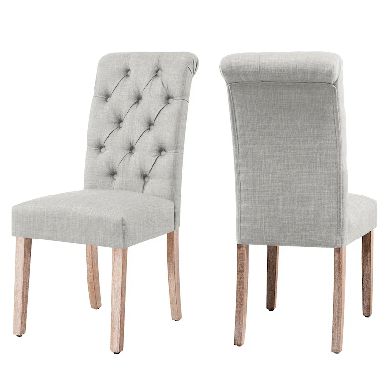 Subrtex(Set of 2)Linen Parsons Upholstered Button Dining Chair