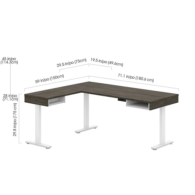 Bestar Pro-Vega Height Adjustable L-Desk