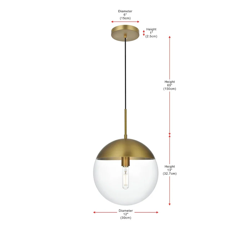 1-Light Pendant with 12 inch Clear Glass