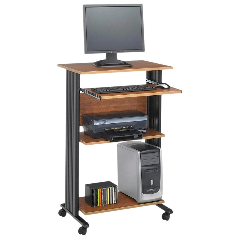Mobile Standing Computer Desk and Printer Stand with Storage