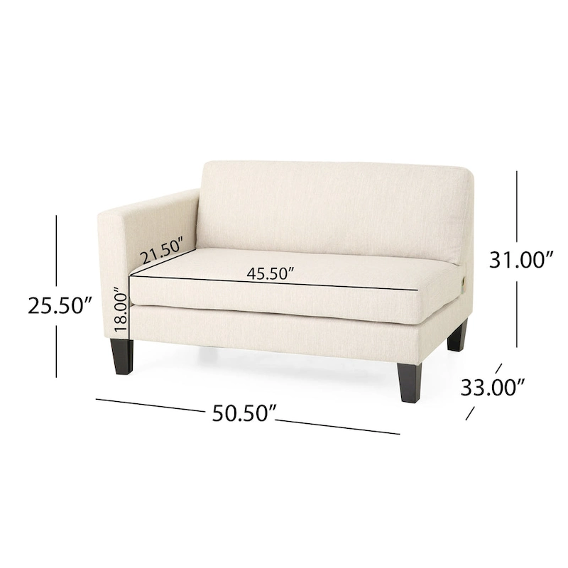 Beige Modern 101 3-seater Sofa with Wood Legs and Two Pillows for Living Room