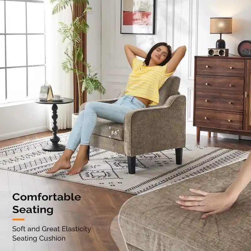 VINGLI Mid Century Modern Fabric Accent Chair