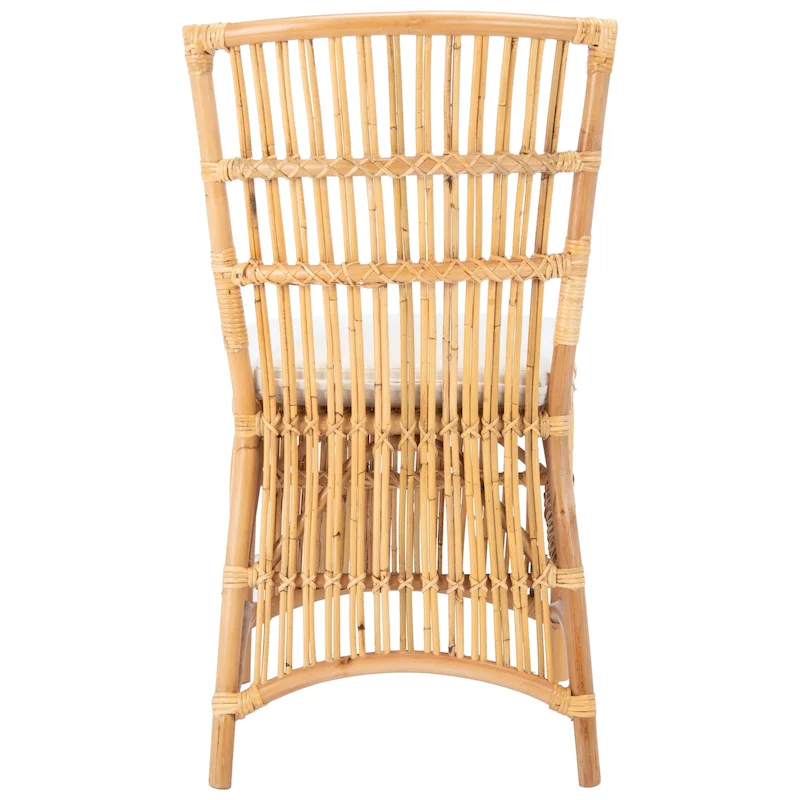 SAFAVIEH Patty Rattan Accent Chair with Cushion (Set of 2) - 19.7 W x 22.1 L x 35.4 H - 20Wx22Dx35H