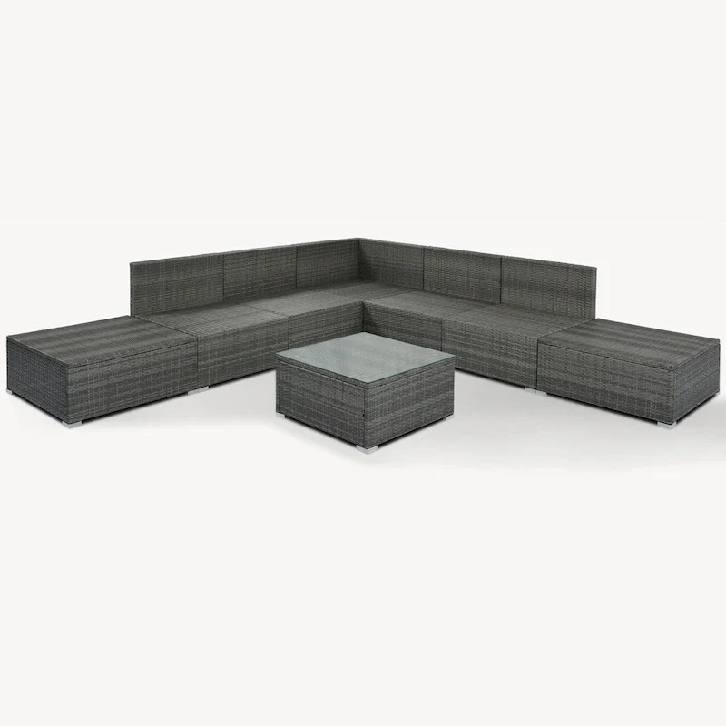 8-Piece Wicker Modular Sectional Sofa Set with Coffee Table