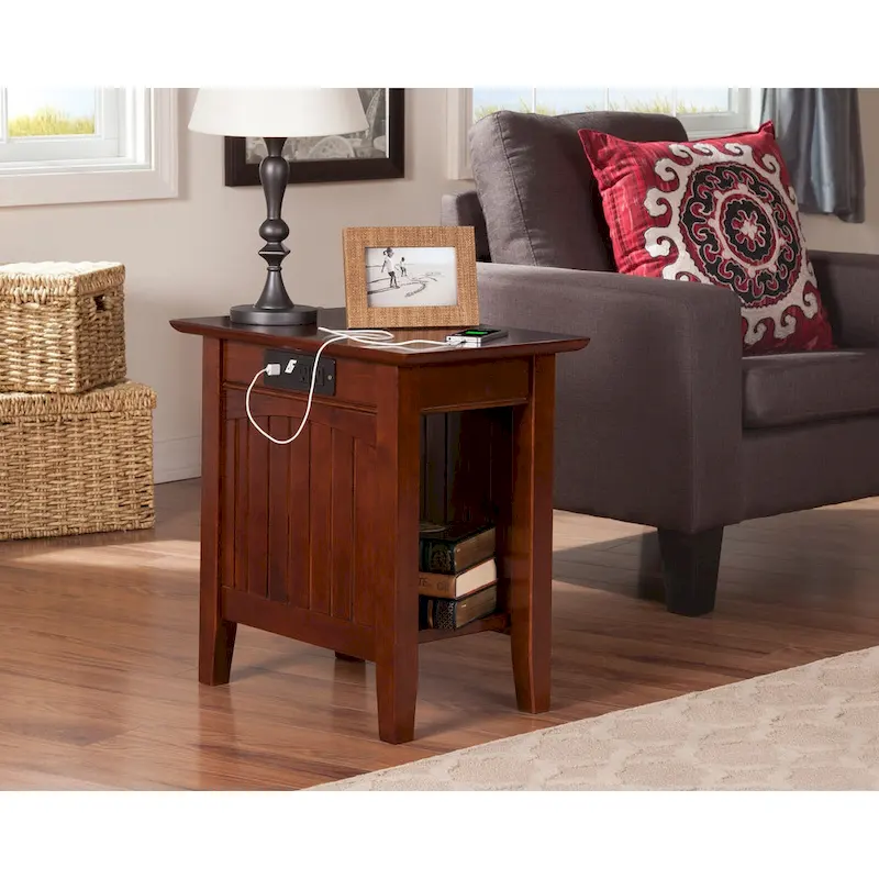 AFI Nantucket Chair Side Table with Built-in Charger