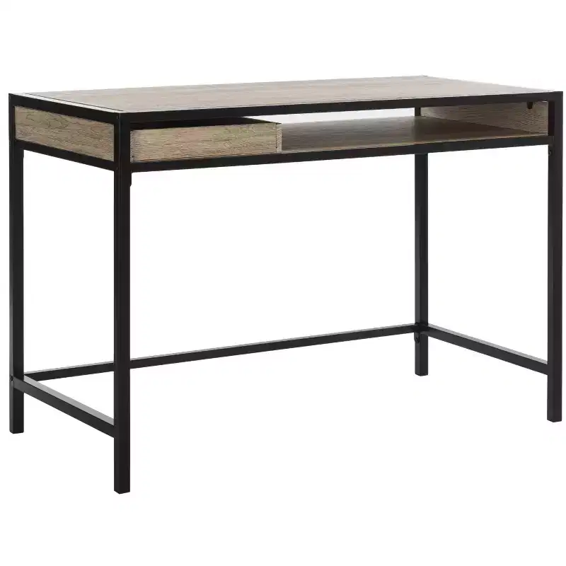 Alan 1 Drawer 1 Shelf Desk - DSK2205 - Rustic Brown/Black - Safavieh