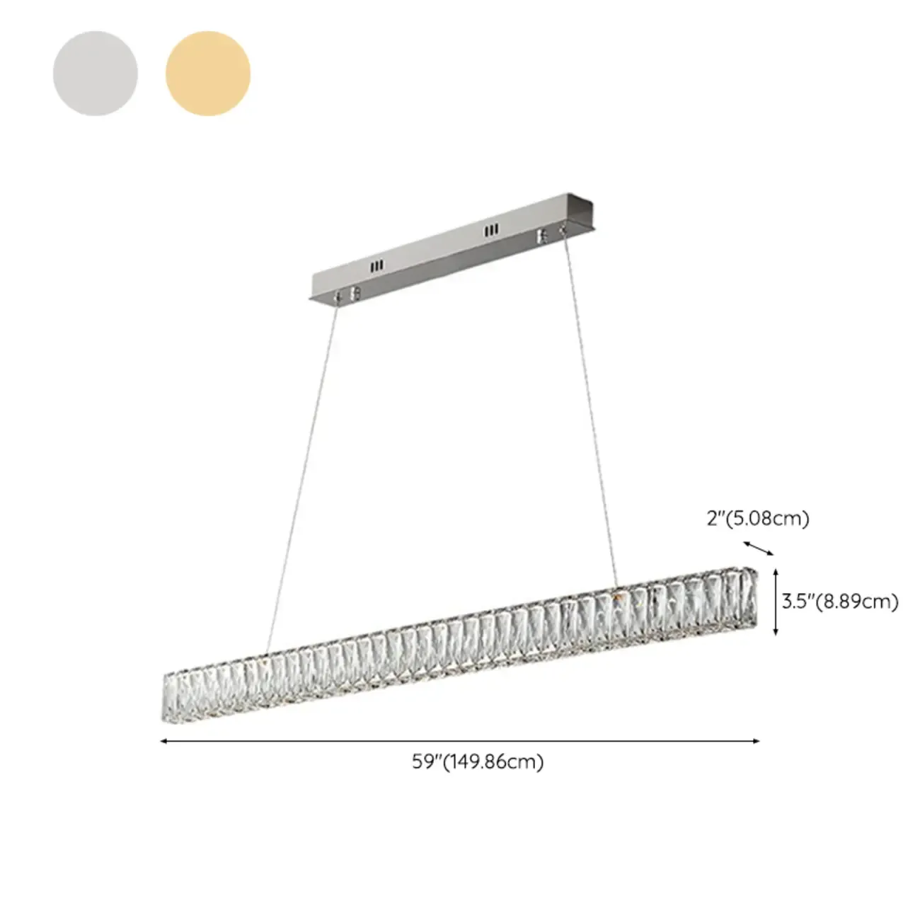 Rectangle Crystal Kitchen Island Pendant Light Dimmable LED