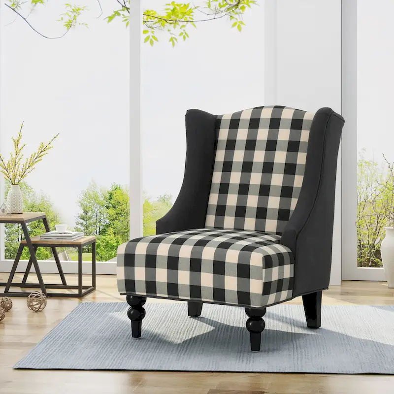 28 High-Back Upholstered Club Chair with Birch Legs