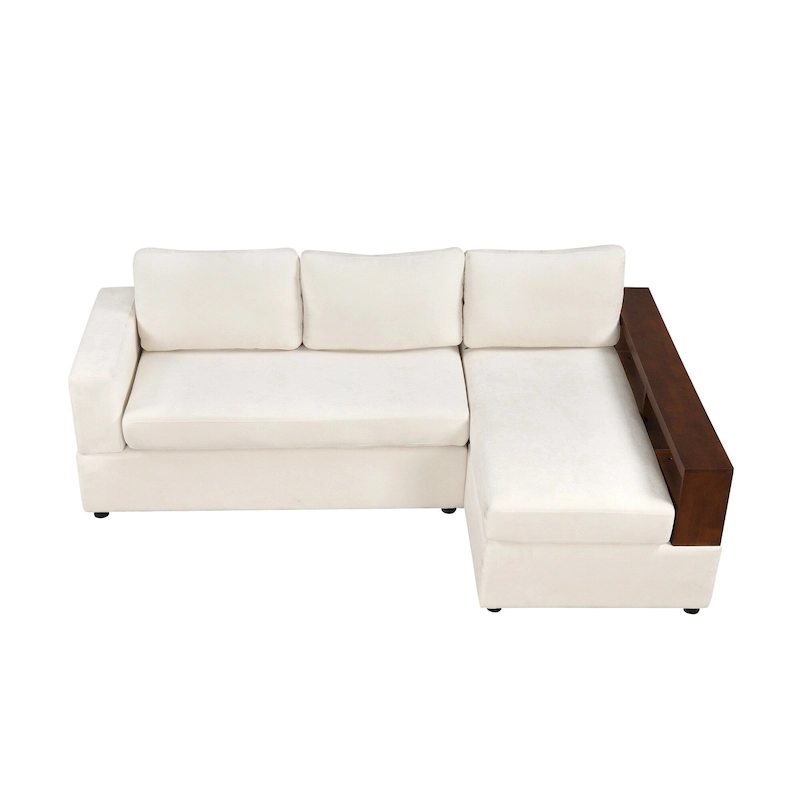 Christopher Knight Home - 87.4 L-Shaped Sectional Sofa with Reversible Armrests and Integrated Chaise Lounge