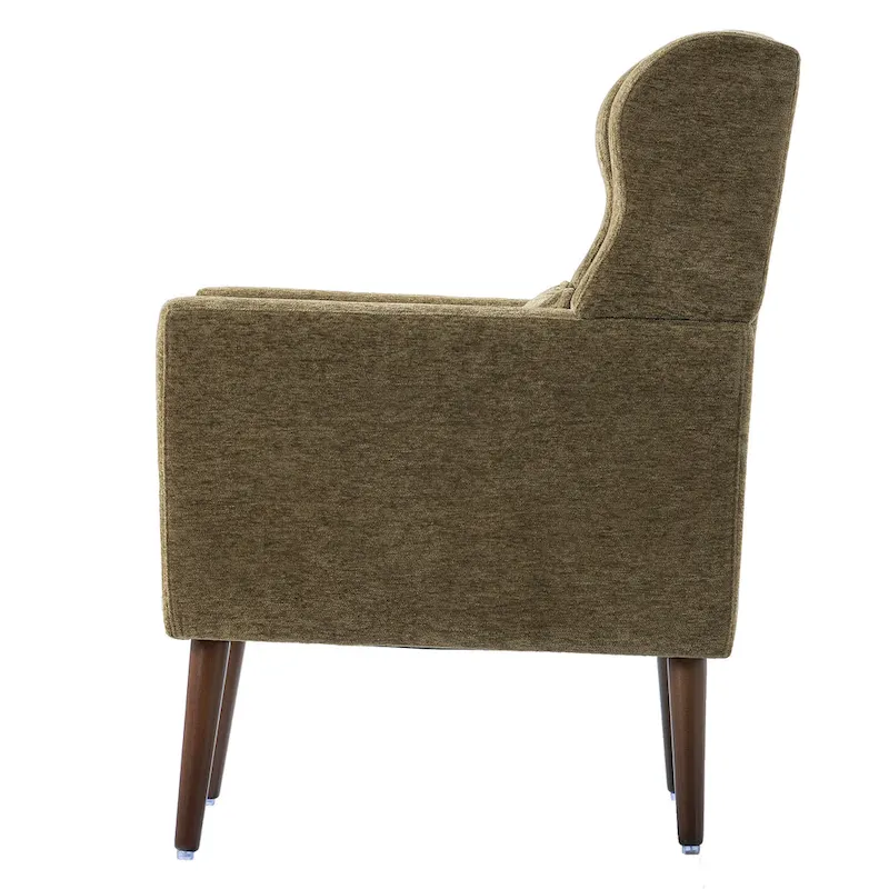 Olive Green 24.21 Button Tufted Arm Chair with Wood Legs