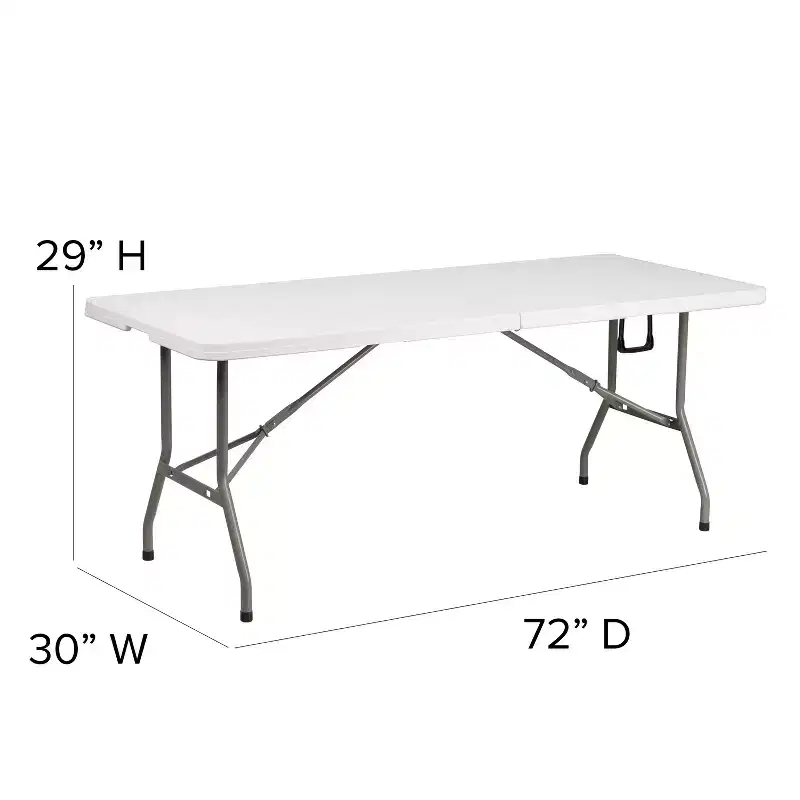 Flash Furniture 6-Foot Bi-Fold Plastic Banquet and Event Folding Table with Carrying Handle