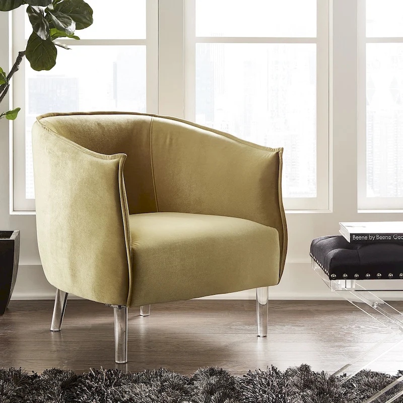Vianne Velvet Curved Back Acrylic Leg Accent Chair by iNSPIRE Q Bold