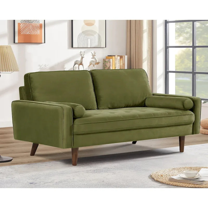 Monahan 58W Wood Frame Velvet Tufted Sofa