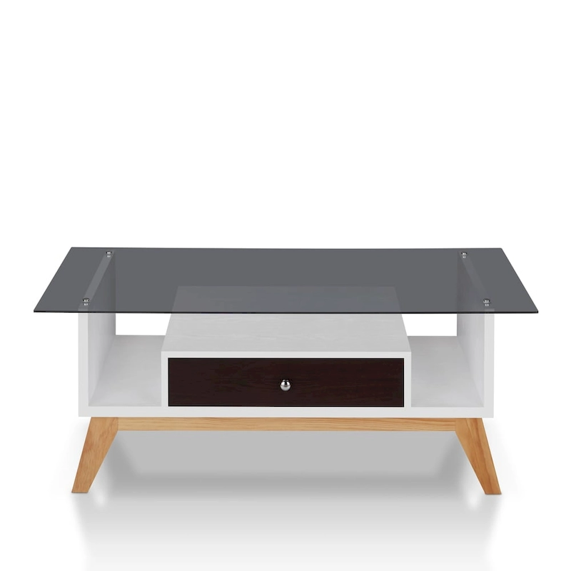 Tevi Modern 47-inch Glass Top 1-Shelf Coffee Table by Furniture of America