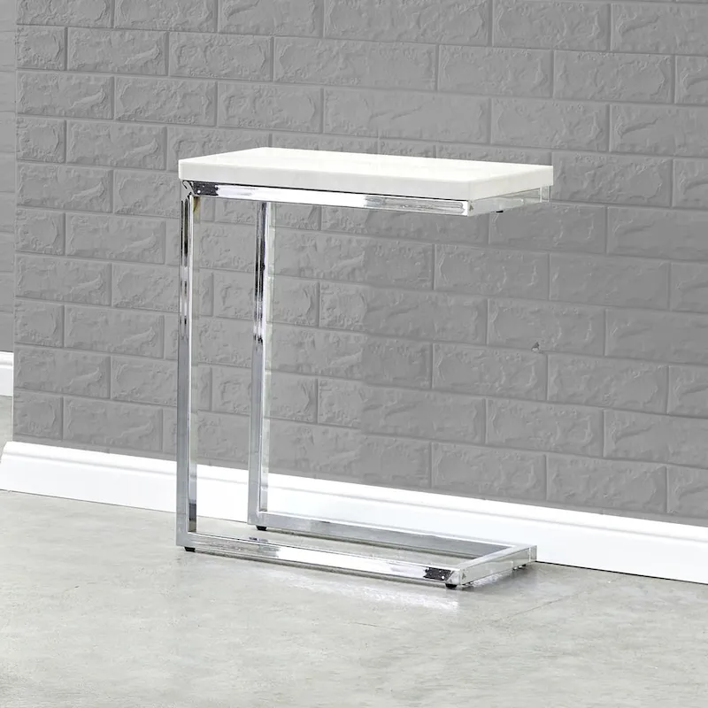Steve Silver Eden White Marble Top Chairside Table
