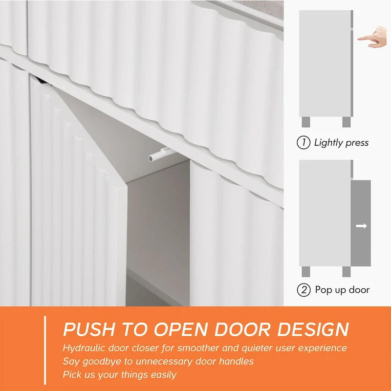 WAMPAT White Modern Sideboard TV Stand and Coffee Table, Set of 2