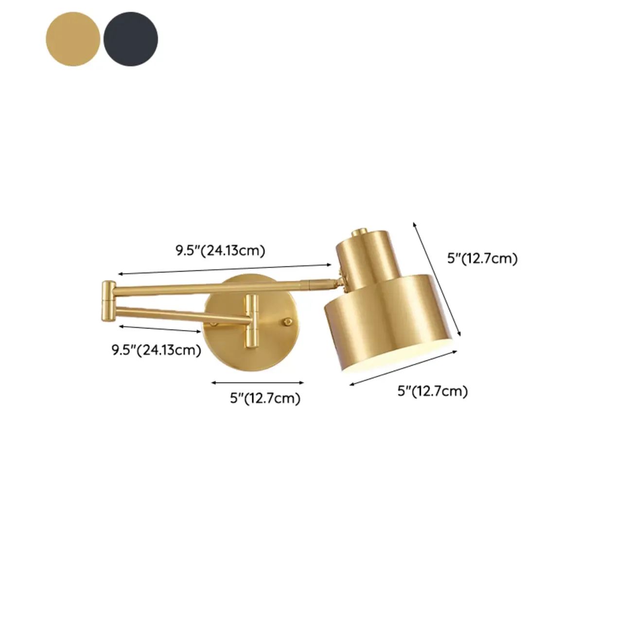 Modern Metal Hemisphere Shade Swing Arm Wall Light