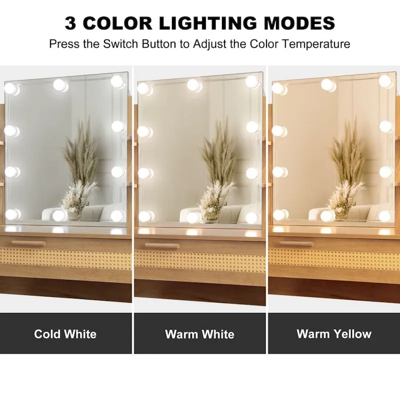 Modern Wood Cosmetic Table Chest of Drawers Nature Color