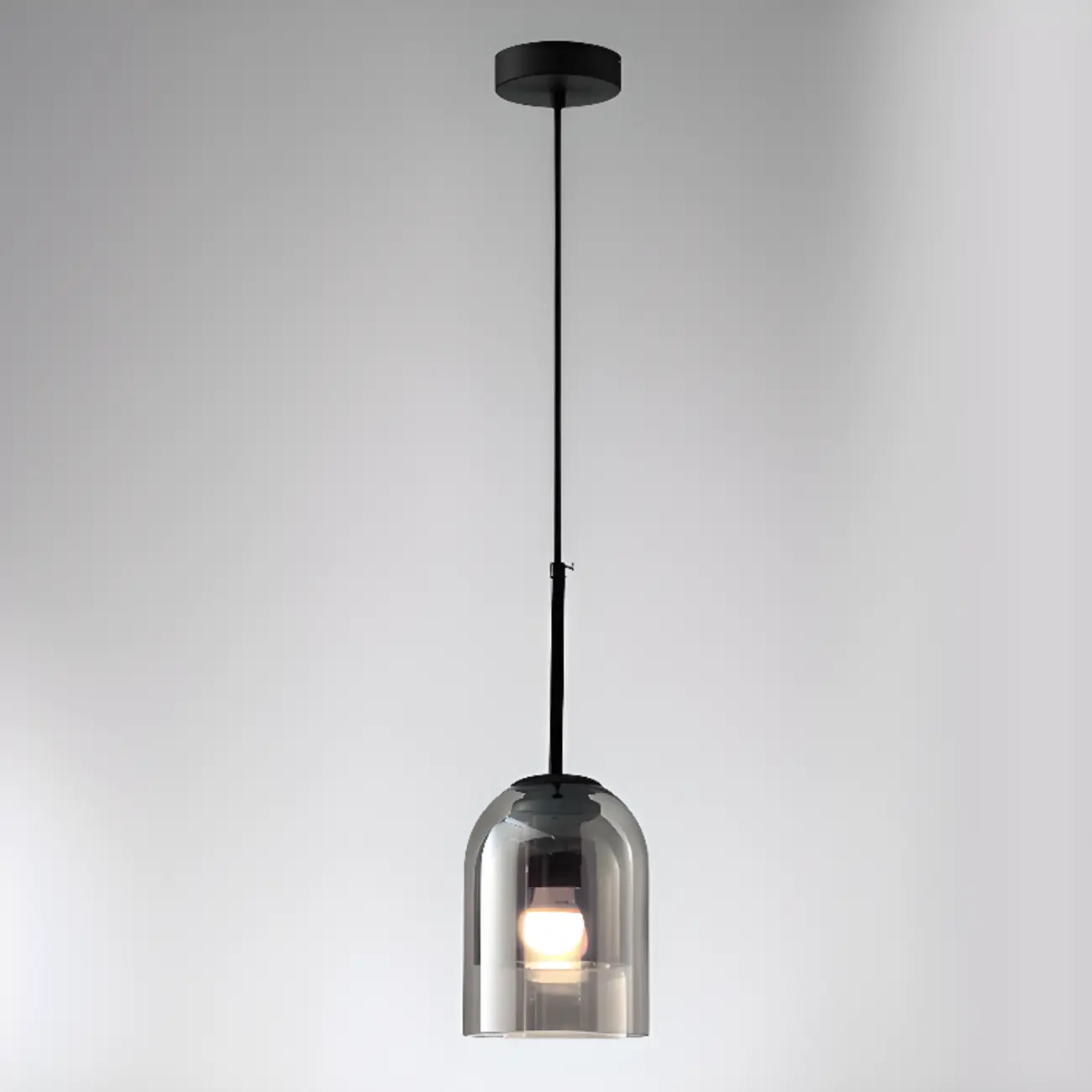 Modern Metal Gray Glass Cylinder Pendant Light