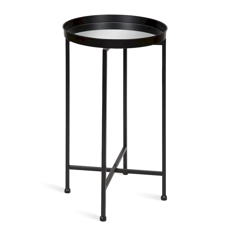 Kate and Laurel Celia Round Metal Tray/ Foldable Accent Table - 14x14x25.75