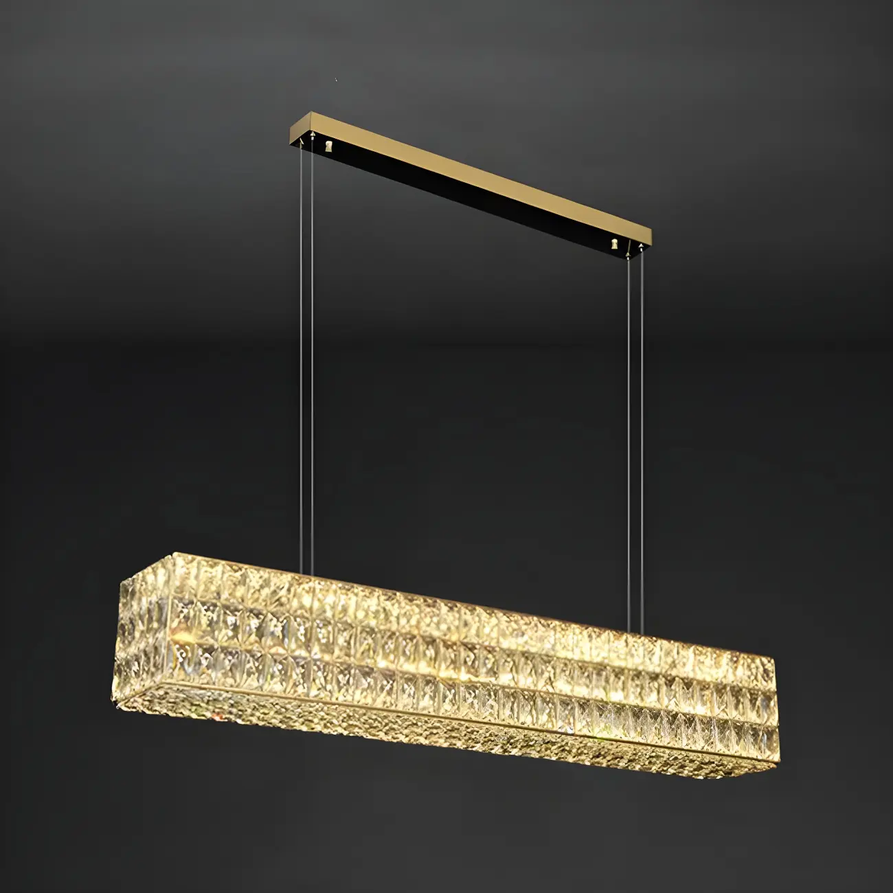 Modern Crystal Steel Rectangular Island Light