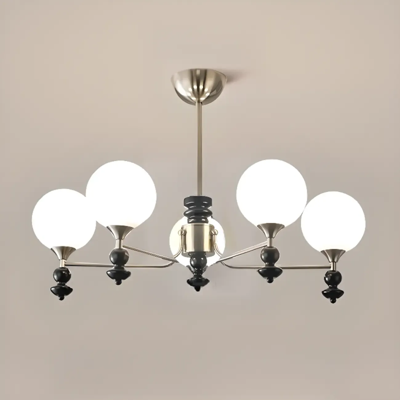 Modern Stylish Black Nickel Glass Globe Chandelier