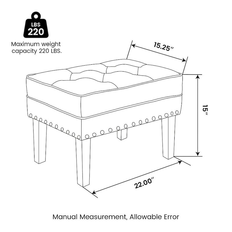 Glitzhome 22W Mid-century PU Leather Tufted Ottoman Foot Stool