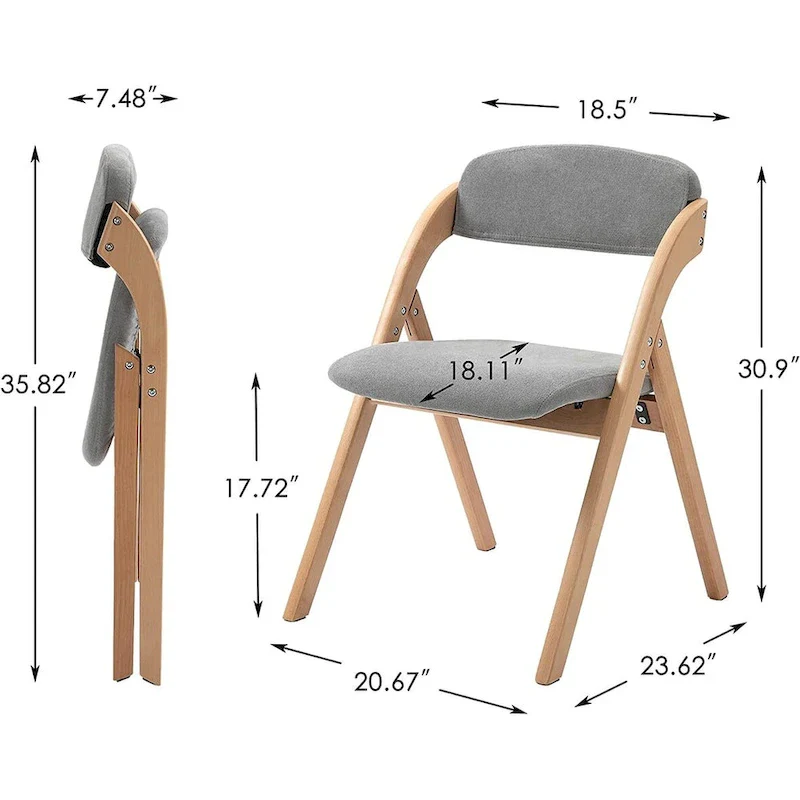 Wooden Stackable Dining Folding Chairs with Padded Seats(Set of 4)