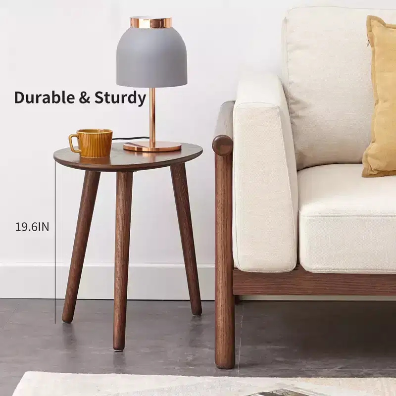 GDFStudio Beau Mid-Century Modern 25.59 W Solid Oak Wood Oval Coffee Table with Three Legs