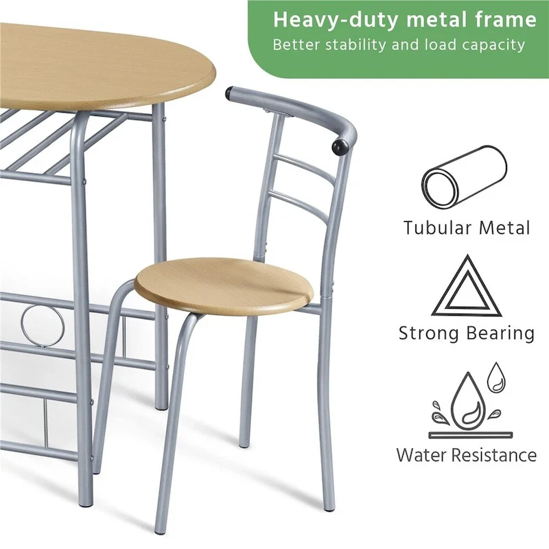 Yaheetech Modern Round Dining Table Set, 3 Piece Dining Room Sets