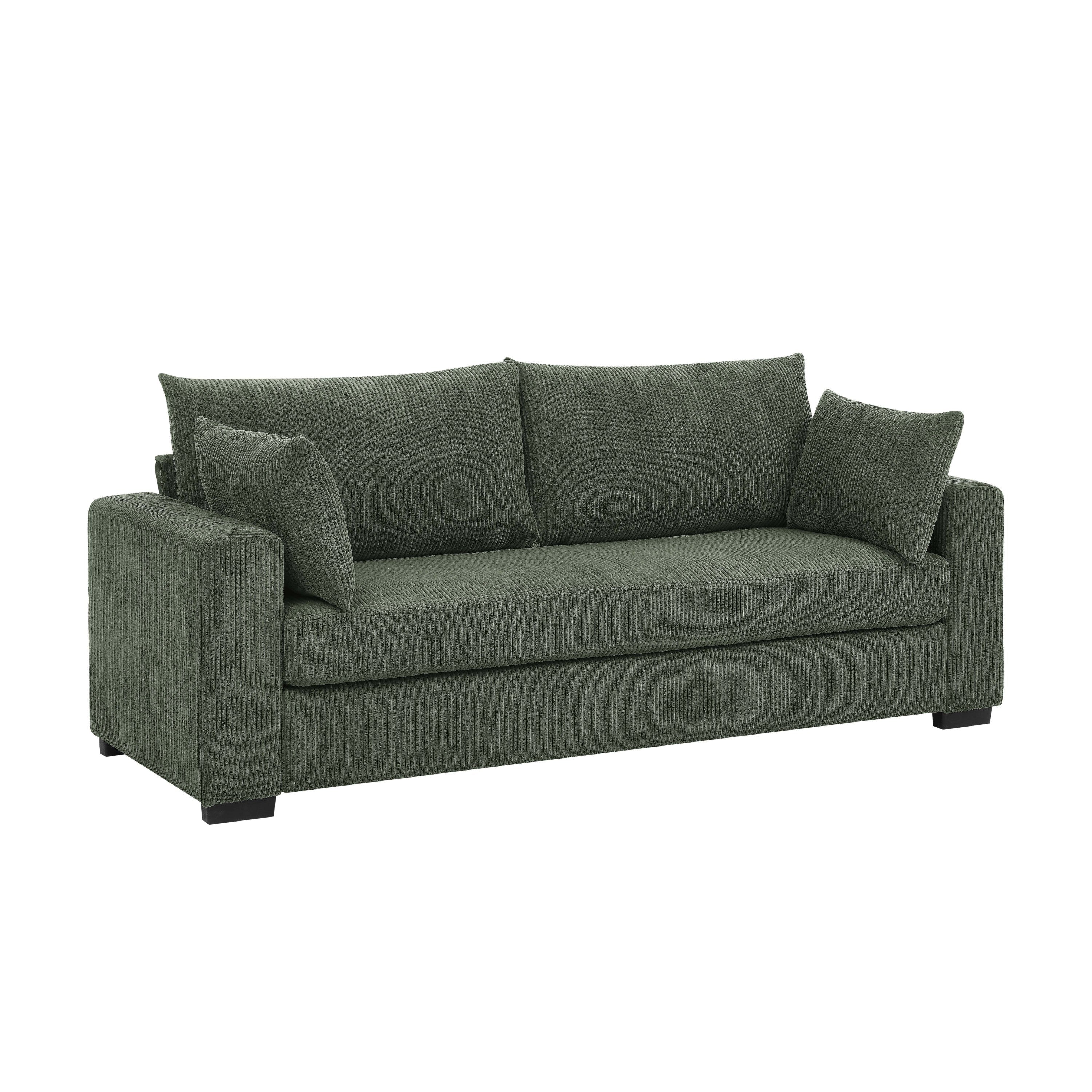 Walker Edison | Coastal Green Corduroy Loveseat Cloud Sofa