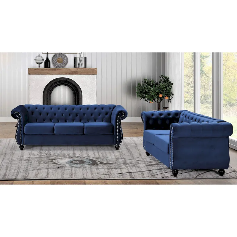 Antoinette Chesterfield 2-Piece Set- Sofa & Loveseat