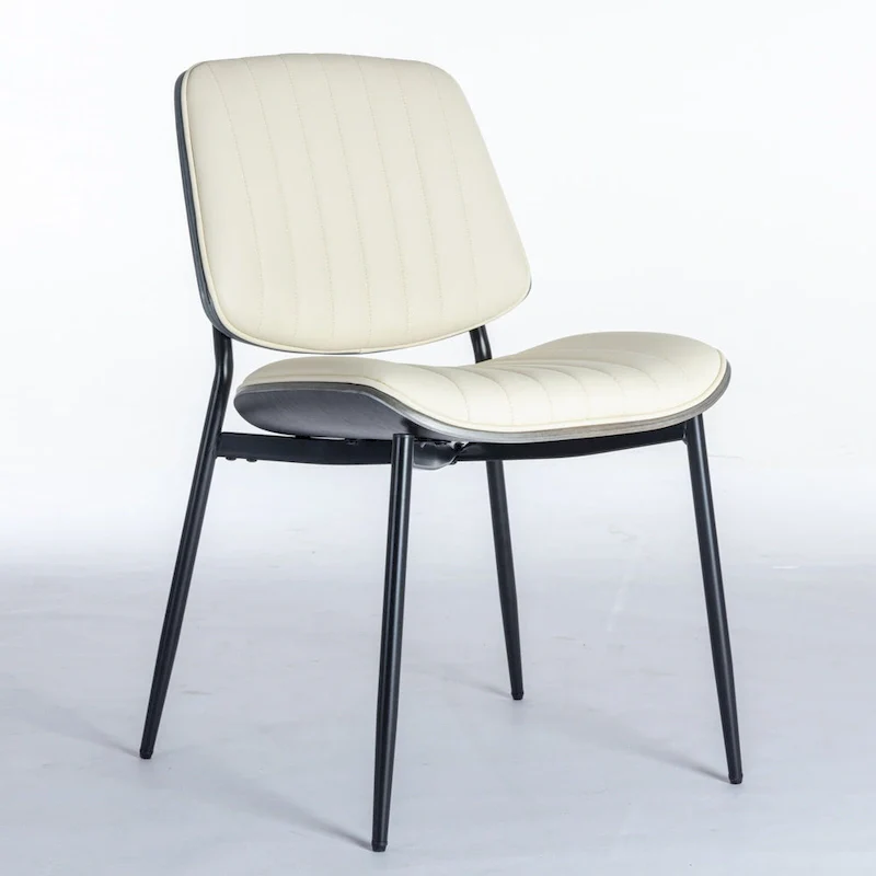 2PCS Faux Leather Chair with Metal Legs