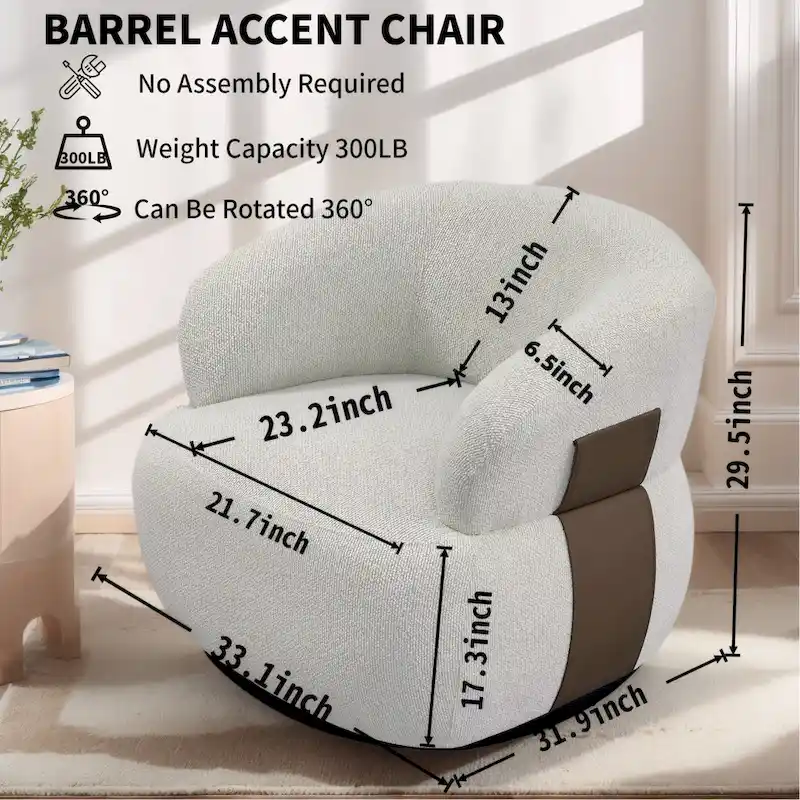 Kieon 33W 360 Swivel Modern Barrel Chair Accent Chair Set of 2