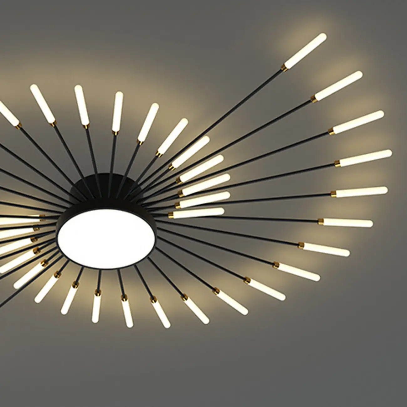 Modern Gold Metal Sputnik Semi Flush Ceiling Light
