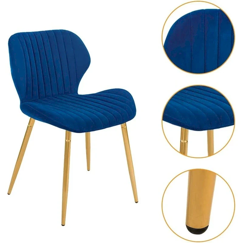 Modern Upholstered Dining Chairs with Metal Legs, Set of 2, Brown