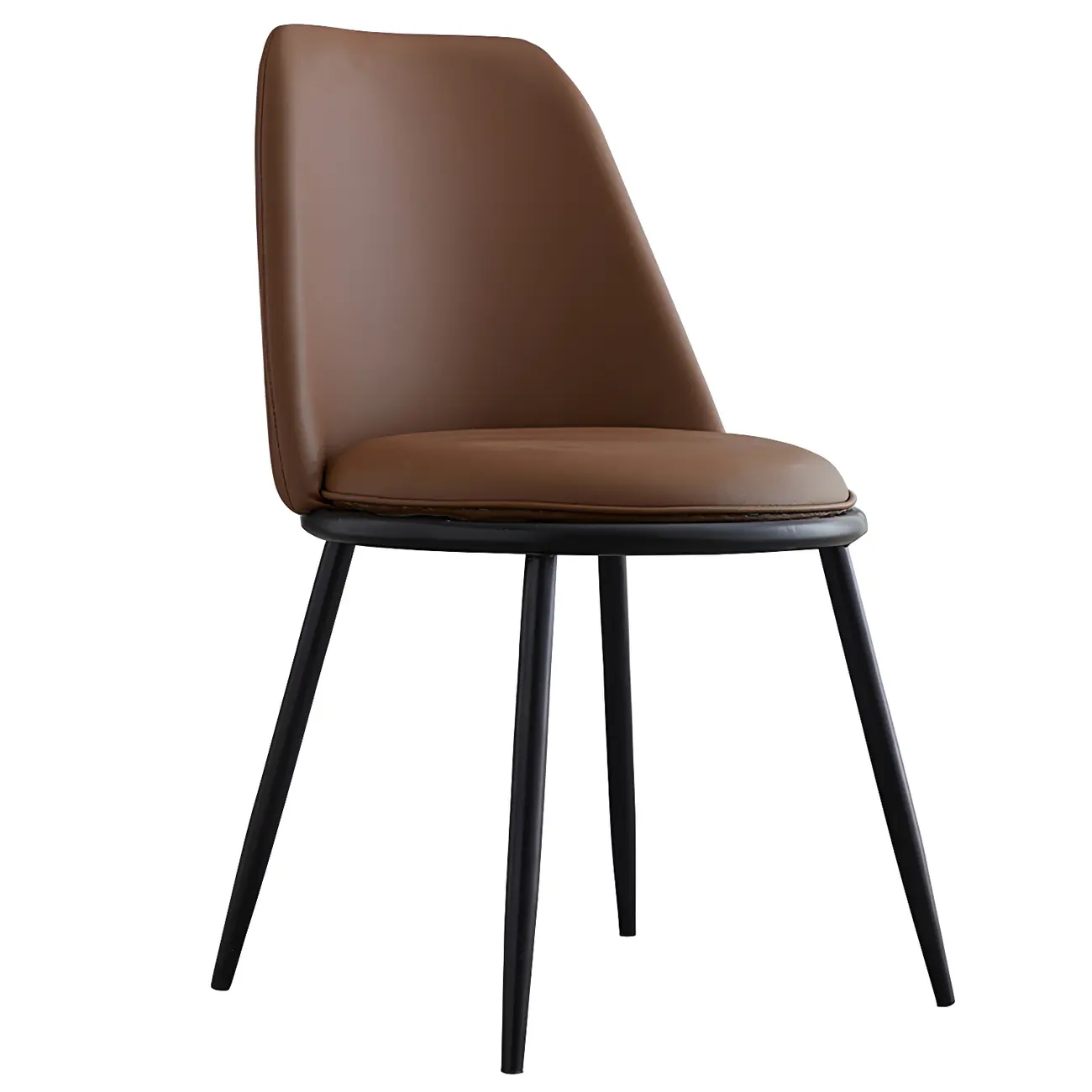 Glam Scandinavian Leather Armless Dining Chairs Metal Frame