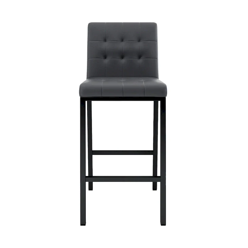 Modern High Bar Stools Set of 2, Kitchen Stool Island with PU Backrest, Gaming Chair with Metal Legs and Footstool