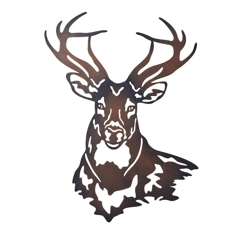 Deer Metal Wall Art Sculpture with Rustic Finish - 16.880 x 14.250 x 1.500