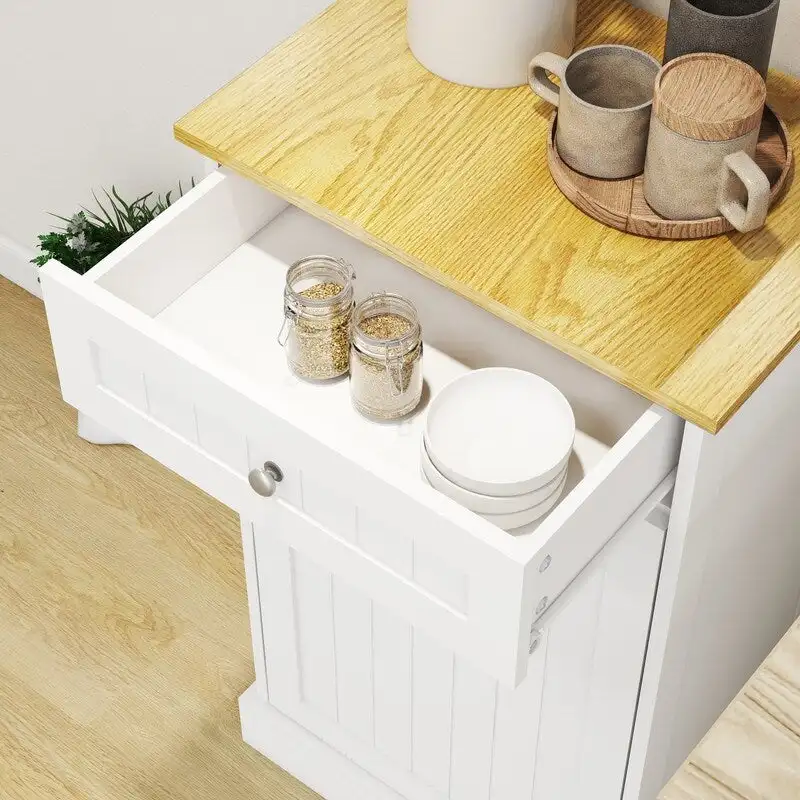 1 Drawers and 1-Compartment Tilt-Out Trash Cabinet Kitchen Trash Cabinet