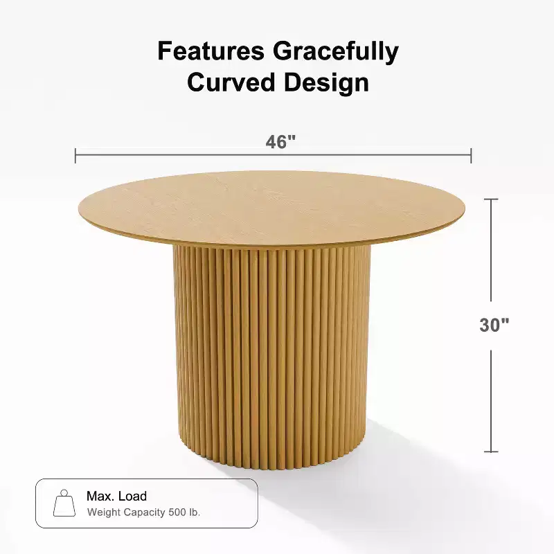 PexFix 46 Round Solid Wood Dining Table Kitchen Tables