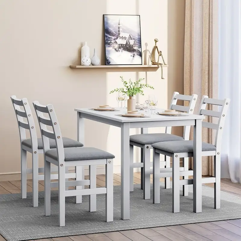 5 PCS Pub Sets Stylish Dining Table Set with 4 Upholstered Chairs